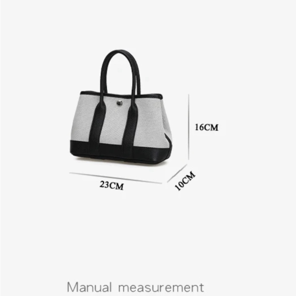 Mini Black and Grey Women's Tote Bag Real leather & Canvas